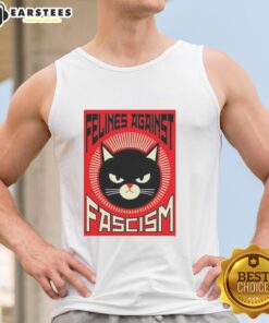 Good Lorenzo the Cat Felines Against Fascism tank top featuring a playful cat design promoting anti-fascism awareness.
