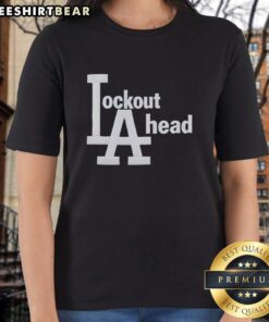 Alt Text: Good Los Angeles Dodgers Basketball Lockout A Head Ladies Tee featuring stylish graphic design and comfortable fit.