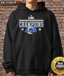 2026 American Football Conference Championship hoodie featuring Los Angeles Rams logo, perfect for fans and collectors.