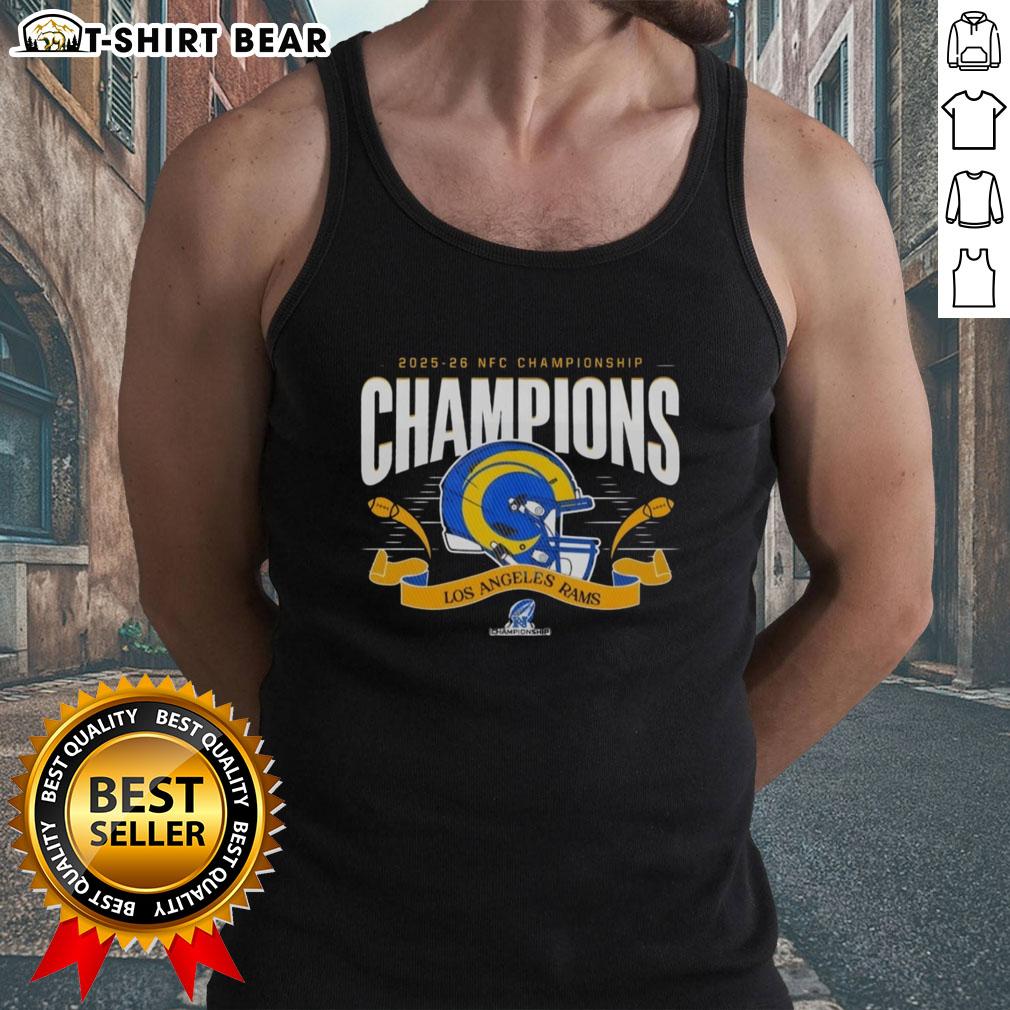 Good Los Angeles Rams NFC Championship Champions 2025 26 Big Helmet Center Tank Top Alt Text: Los Angeles Rams NFC Championship Champions 2025-26 big helmet design on a stylish tank top for fans.