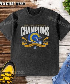 Alt Text: Los Angeles Rams NFC Championship Champions 2025-26 Big Helmet Center washed t-shirt featuring bold graphics