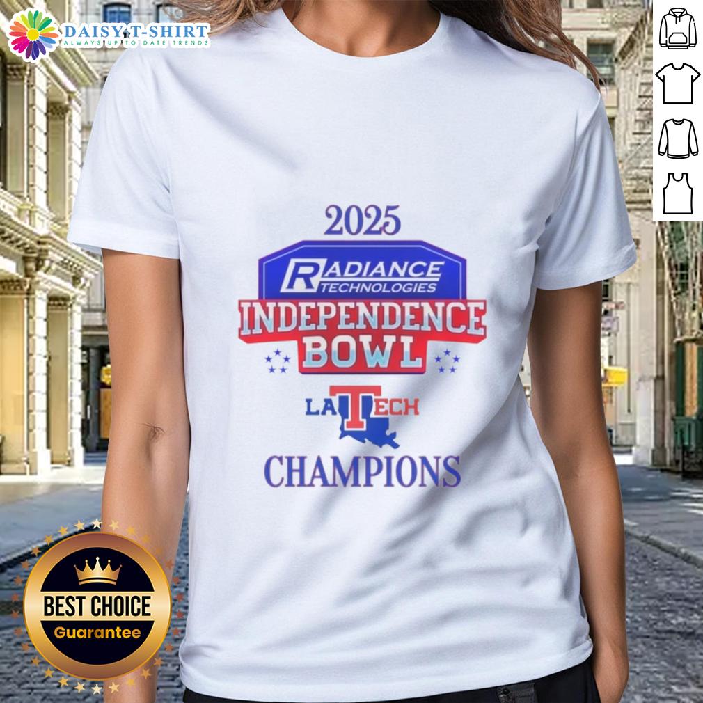 Good Louisiana Tech Bulldogs 2025 Independence Bowl Champions Logo Ladies Tee Good Louisiana Tech Bulldogs 2025 Independence Bowl Champions logo on a stylish ladies tee shirt.