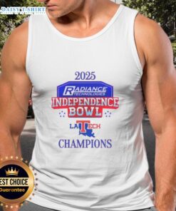 Alt Text: Good Louisiana Tech Bulldogs 2025 Independence Bowl Champions logo tank top showcasing team spirit and pride.