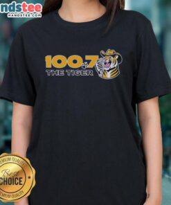 Good LSU Tigers 100.7 The Tiger ladies tee featuring vibrant colors and team logo, perfect for LSU fans.
