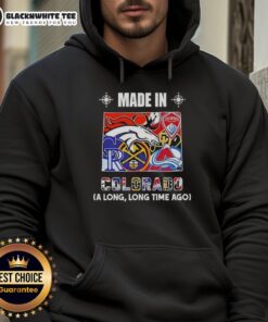 Good Made in Colorado hoodie featuring a retro mashup logo celebrating Colorado teams.
