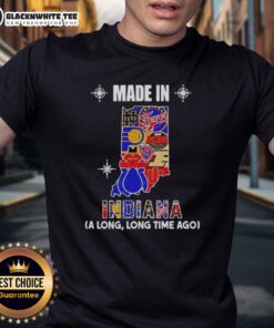 Alt Text: Good Made In Indiana t-shirt featuring a vintage state mashup logo for teams, perfect for Indiana pride.