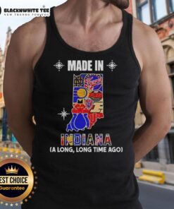 Alt Text: Good Made in Indiana tank top featuring a retro mashup logo celebrating Indiana sports teams.