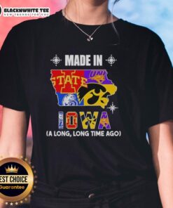 Good Made In Iowa - A Long Long Time Ago State Mashup Logo on a Ladies Tee, showcasing Iowa pride and style.