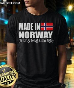 Good Made In Norway Long Time Ago Flag T-Shirt featuring a vintage Norwegian flag design on a stylish tee.