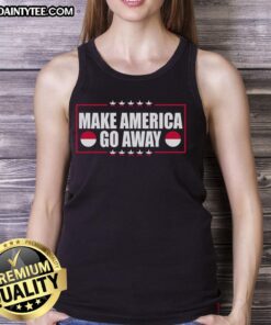 Greenland tank top featuring 'Good Make America Go Away' slogan for MAGA supporters, perfect for casual wear.