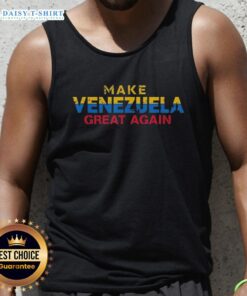 Good Make Venezuela Great Again political humor tank top featuring bold text and vibrant colors for fun casual wear.