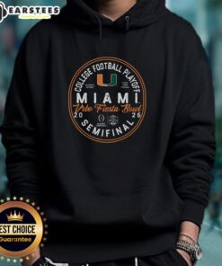 Good Miami 2026 Fiesta Bowl Bound Hoodie featuring vibrant team colors and bold graphics for football fans.