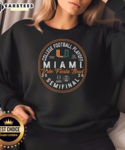 Good Miami 2026 Fiesta Bowl Bound sweatshirt featuring vibrant team colors, perfect for fans celebrating the big game.