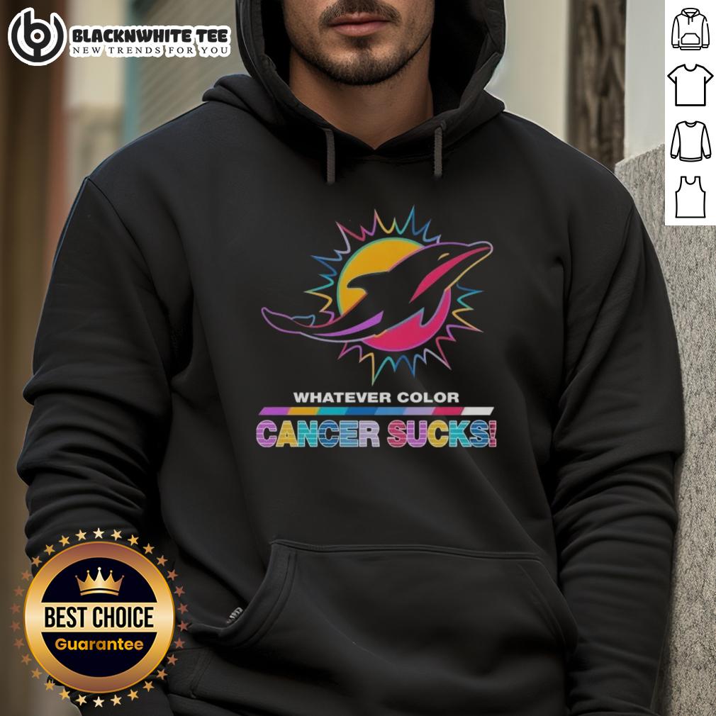 Good Miami Dolphins Football Whatever Color Cancer Sucks Logo Colors Hoodie Good Miami Dolphins Football hoodie featuring colorful 'Cancer Sucks' logo, perfect for team spirit and awareness.