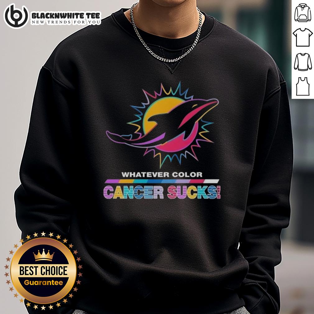 Good Miami Dolphins Football Whatever Color Cancer Sucks Logo Colors Sweatshirt Good Miami Dolphins Football sweatshirt with colorful design promoting cancer awareness and support.
