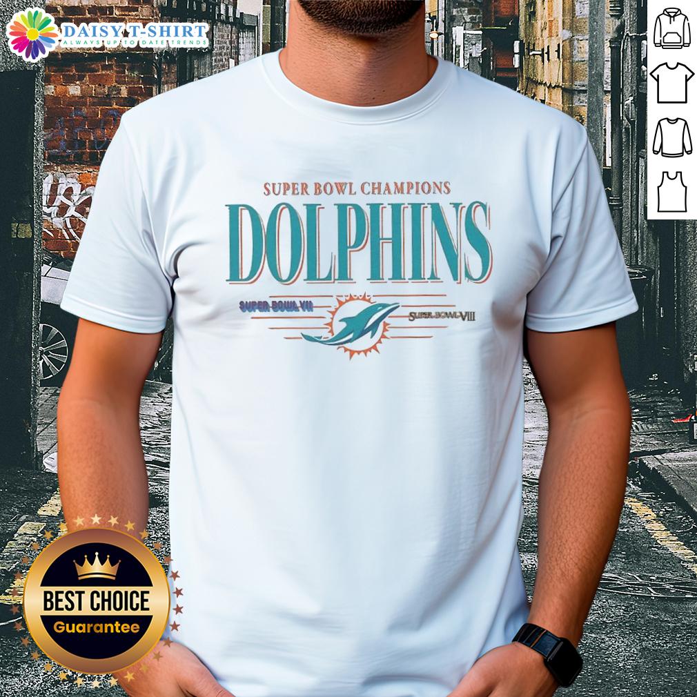 Good Miami Dolphins NFL Super Bowl Champions The Team's Championships Vintage Logo T-Shirt Alt Text: Vintage Miami Dolphins NFL Super Bowl Champions T-Shirt showcasing the team's iconic logo and championship pride.