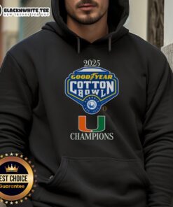 Good Miami Hurricanes 2025 Goodyear Cotton Bowl logo hoodie featuring vibrant team colors and iconic bowl logo design.