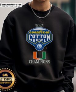 2025 Cotton Bowl logo sweatshirt featuring Miami Hurricanes design, perfect for fans and game day apparel.