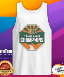 Miami Hurricanes Football Fiesta Bowl Champions CFP 2026 logo tank top design featuring vibrant team colors and graphics.