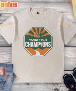 Good Miami Hurricanes Football Fiesta Bowl Champions CFP 2026 logo on a washed t-shirt design for fans.