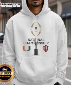 Miami Hurricanes vs Indiana Hoosiers 2026 CFP Champions fan logo hoodie featuring vibrant team colors and design.
