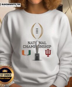 Alt Text: Good Miami Hurricanes vs Indiana Hoosiers 2026 CFP Champions fan logo sweatshirt in vibrant colors.
