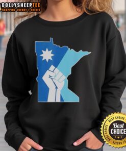 Alt Text: Cozy 'Good Minnesota Rebel New State Flag Sweatshirt' featuring vibrant state flag design, perfect for local pride.