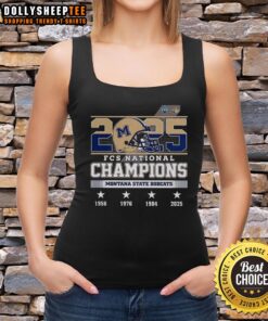 Good Montana State Bobcats FCS National Champions 2025 helmet logo tank top featuring vibrant team colors and design.