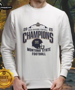 Alt Text: Good Montana State Bobcats NCAA Division I Football Champions 2025 helmet logo sweatshirt for fans and alumni.