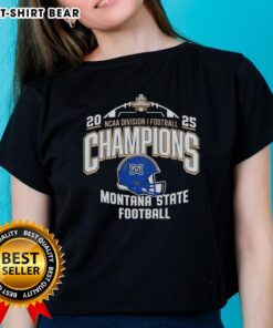 Good Montana State Bobcats NCAA Division I Football Champions 2025 Ladies Tee featuring team colors and logo.