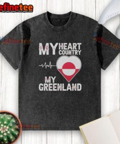Good My Heart Country Heartbeat graphic on a washed green t-shirt, showcasing a stylish and eco-friendly design.