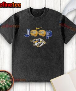 Good Nashville Predators Jeep Go Predators Hockey washed t-shirt featuring team logo and vibrant colors.