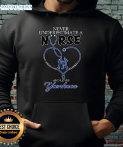 Alt Text: Nurse hoodie featuring a stethoscope heart design, celebrating baseball and the New York Yankees spirit.