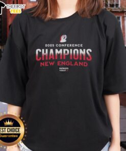 2025 New England Patriots Conference Champions Ladies Tee featuring team logo and stylish design for female fans.