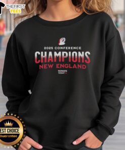 2025 New England Patriots Conference Champions sweatshirt in navy blue, showcasing team pride and championship spirit.