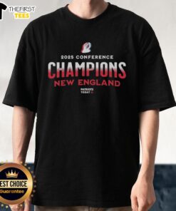 2025 New England Patriots Conference Champions T-Shirt featuring team logo and bold graphics for fans.