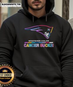 Good New England Patriots Football hoodie in vibrant colors, supporting cancer awareness with a bold 'Cancer Sucks' logo.