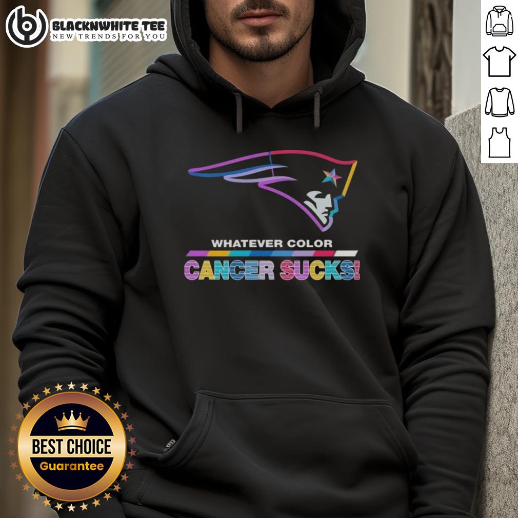 Good New England Patriots Football Whatever Color Cancer Sucks Logo Colors Hoodie Good New England Patriots Football hoodie in vibrant colors, supporting cancer awareness with a bold 'Cancer Sucks' logo.