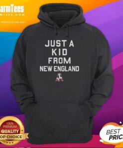 New England Patriots hoodie featuring 'Just a Kid from New England' design, perfect for fans and casual wear.
