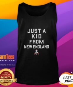 Alt Text: Good New England Patriots Just A Kid From New England tank top featuring team colors and logo, perfect for fans.