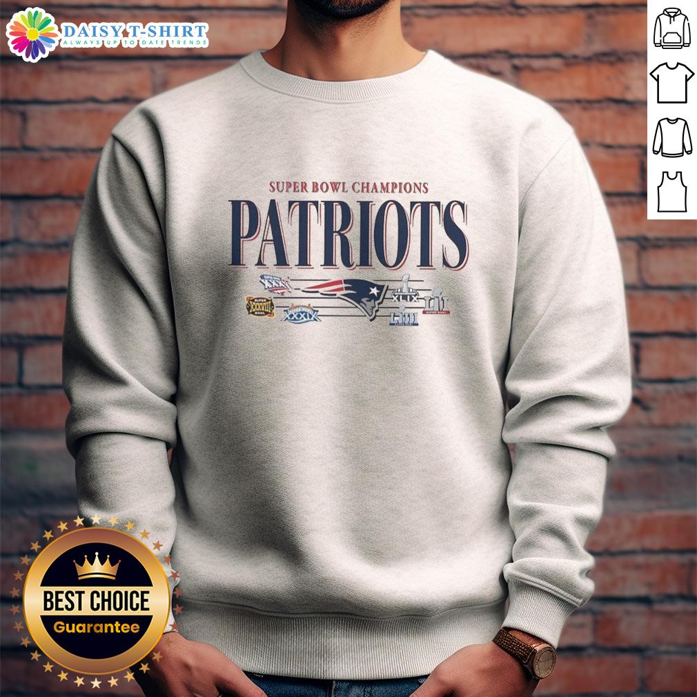 Good New England Patriots NFL Super Bowl Champions The Team's Championships Vintage Logo Sweatshirt Vintage New England Patriots NFL Super Bowl Champions sweatshirt featuring the team's classic logo.