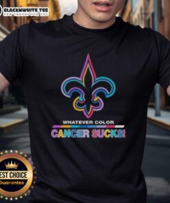 Good New Orleans Saints Football T-Shirt featuring colorful 'Cancer Sucks' logo design, perfect for fans and supporters.
