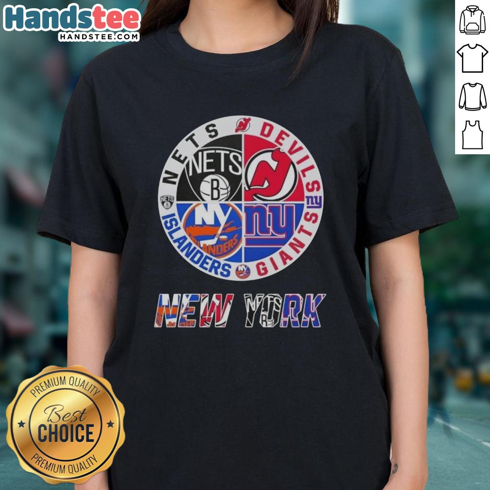 good-new-york-city-sports-nets-devils-giants-islanders-logos-combine-ladies-tee Good New York City Sports tee featuring logos of Nets, Devils, Giants, and Islanders, perfect for fans.