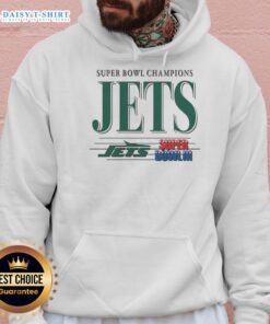Vintage New York Jets NFL Super Bowl Champions hoodie featuring the team's classic logo.
