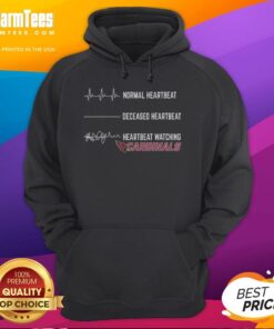 Good normal heartbeat and deceased heartbeat graphic on an Arizona Cardinals hoodie, perfect for fans and medical enthusiasts.