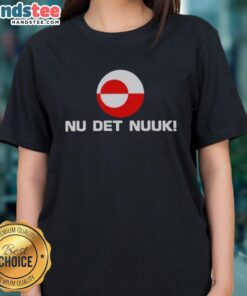 Good Nu Det Nuuk Greenland flag ladies tee featuring a stylish design with the vibrant Greenland flag colors.