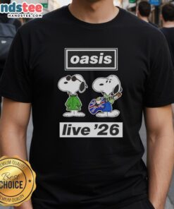 Alt Text: Good Oasis Live 26 Snoopy T-Shirt featuring a colorful Snoopy graphic on a stylish tee, perfect for fans.
