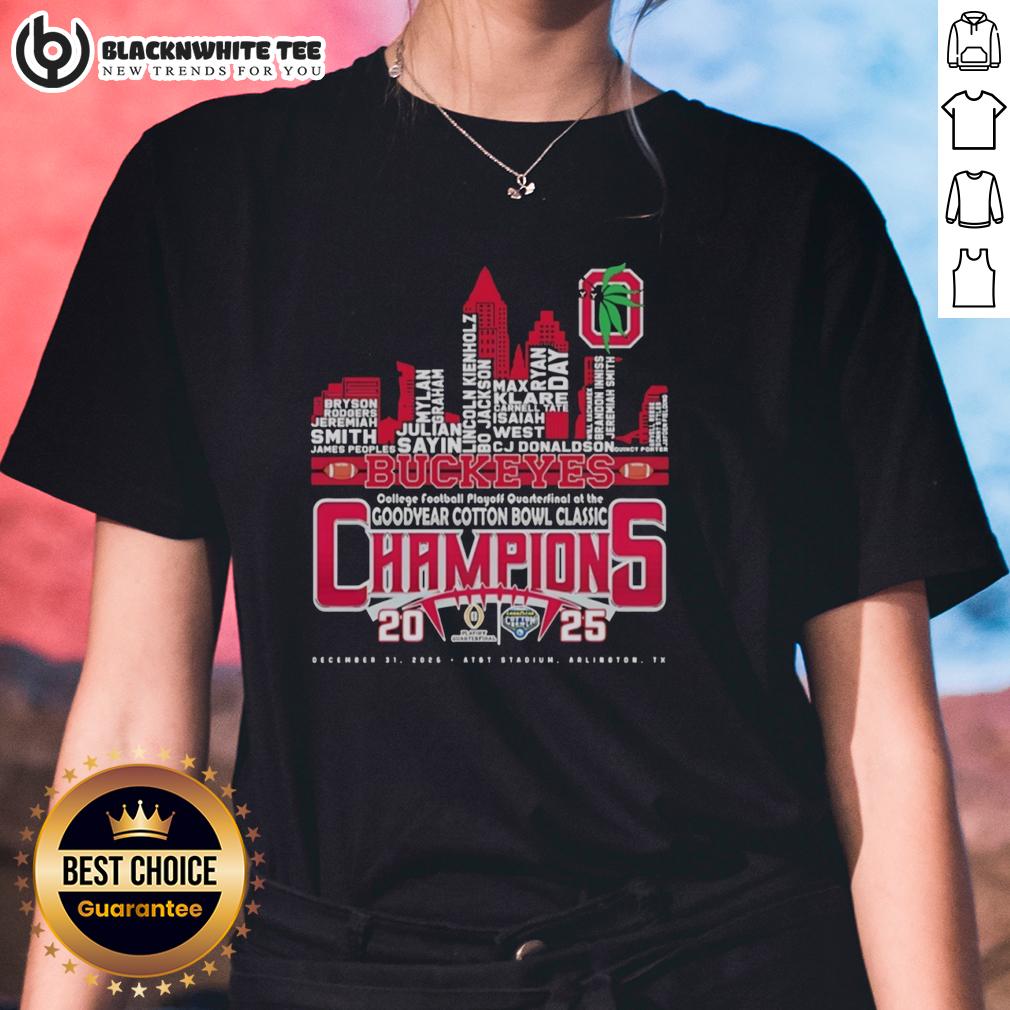 Good Ohio State Buckeyes College Football Playoff Quarterfinal At The Goodyear Cotton Bowl Classic Ladies-Tee Ohio State Buckeyes ladies tee for College Football Playoff at Goodyear Cotton Bowl Classic, showcasing team spirit and style.