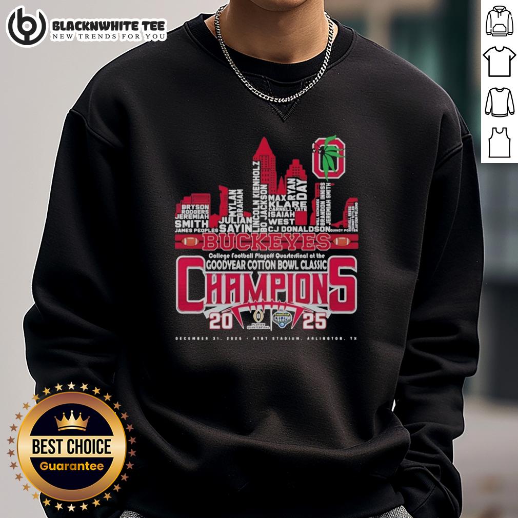 Good Ohio State Buckeyes College Football Playoff Quarterfinal At The Goodyear Cotton Bowl Classic Sweatshirt Good Ohio State Buckeyes college football playoff quarterfinal sweatshirt featuring team logo and vibrant colors.