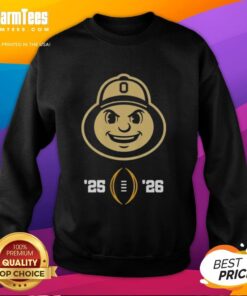 Ohio State Buckeyes mascot head on a 2025-2026 College Football Playoff sweatshirt, perfect for fans.